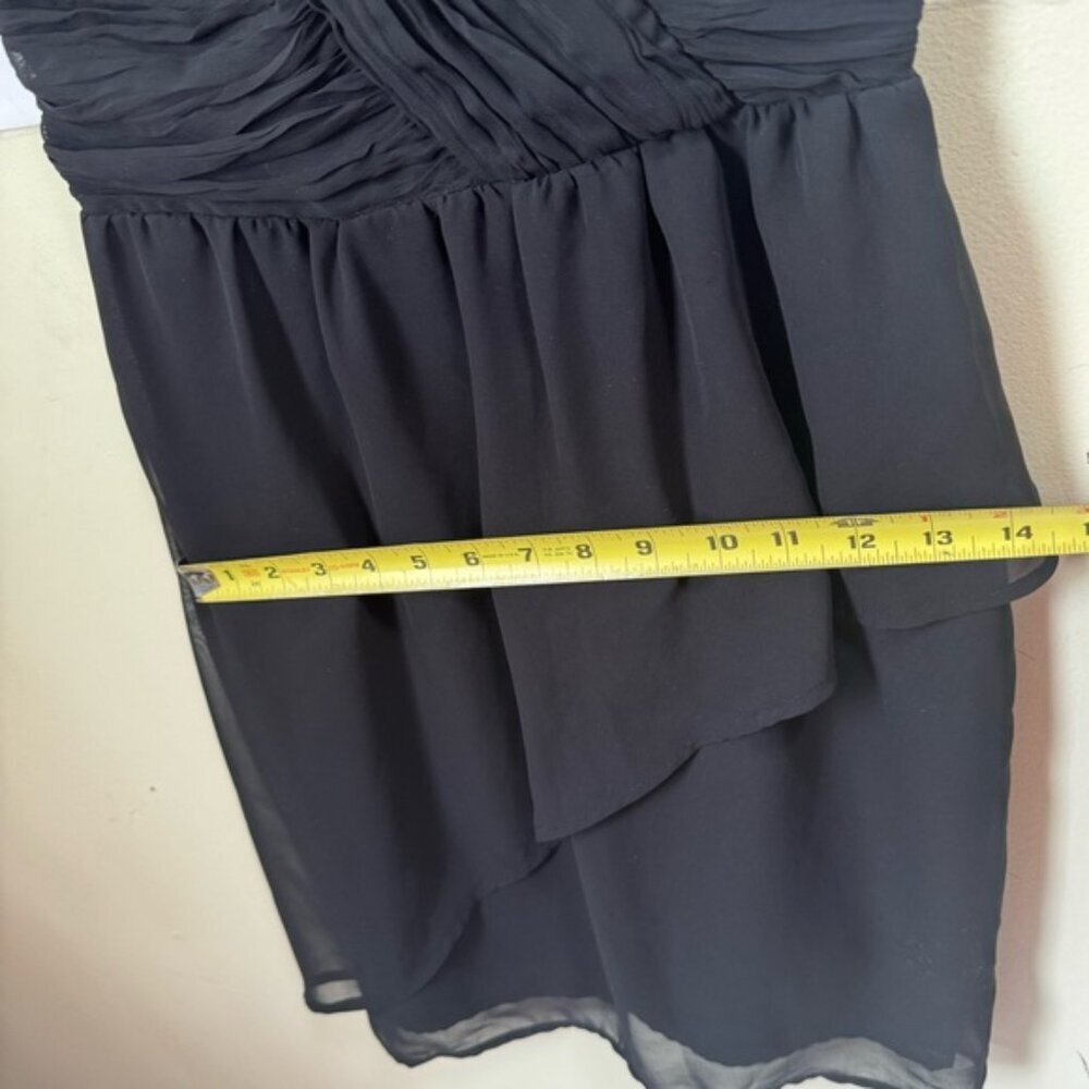Guess NWOT Chiffon Evening Dress Ruched Sweetheart Faux Wrap Skirt Ruffle Draped - Picture 15 of 16